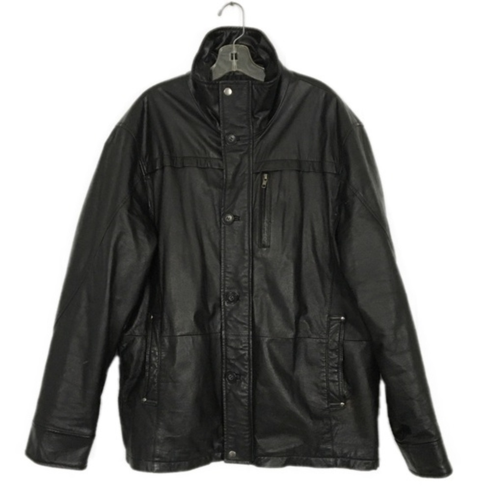 Vintage 90’s Y2K Raffaelo Black Genuine Leather Jacket Coat Mens L Lined